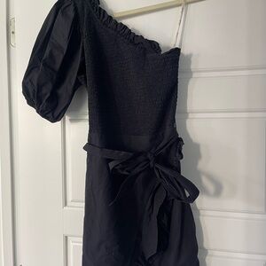 Cleobella Black One Shoulder Puff Sleeve Cocktail Dress